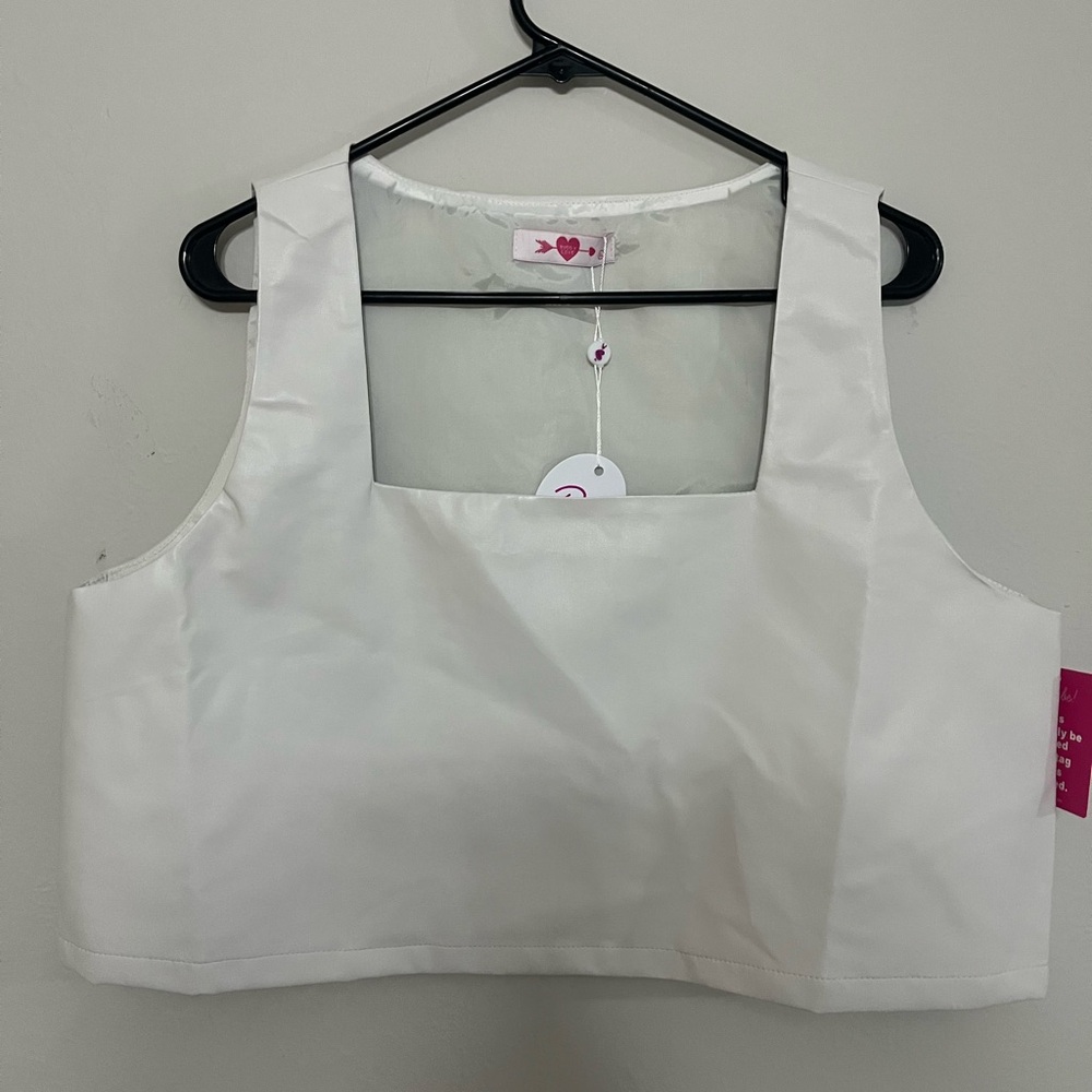 Buddy Love Ivory Sleeveless Faux Leather Crop Top